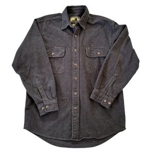 FIELD STREAM Flannel Shirt Jacket Sz M Heavy Cotton Dark Gray Flannel Shacket
